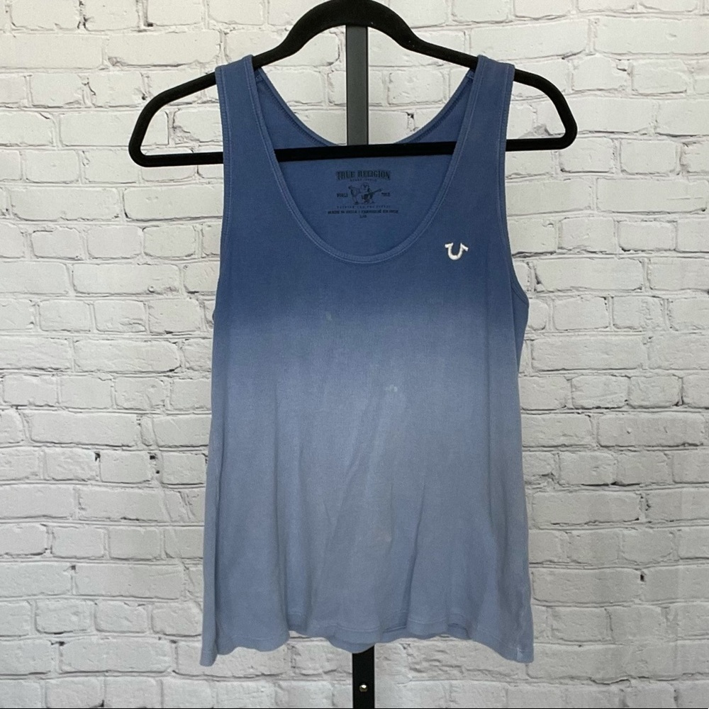 True Religion Ombre Blue Ribbed Knit Tank Top
